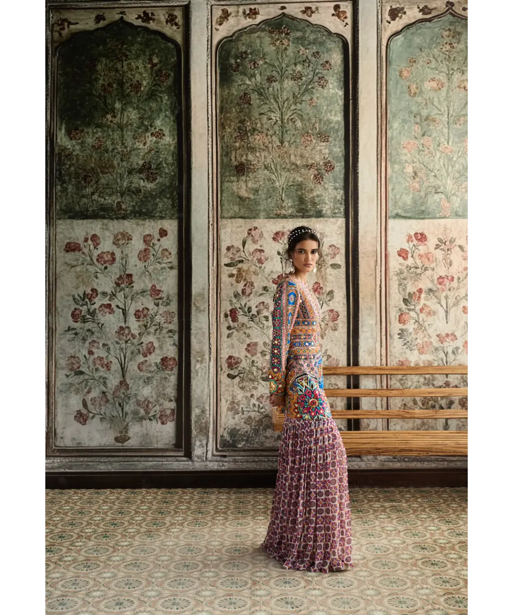 DIYARAJVVIR - MULTI-COLOR  PRINT AND HIGHLIGHTED  JACKET SET